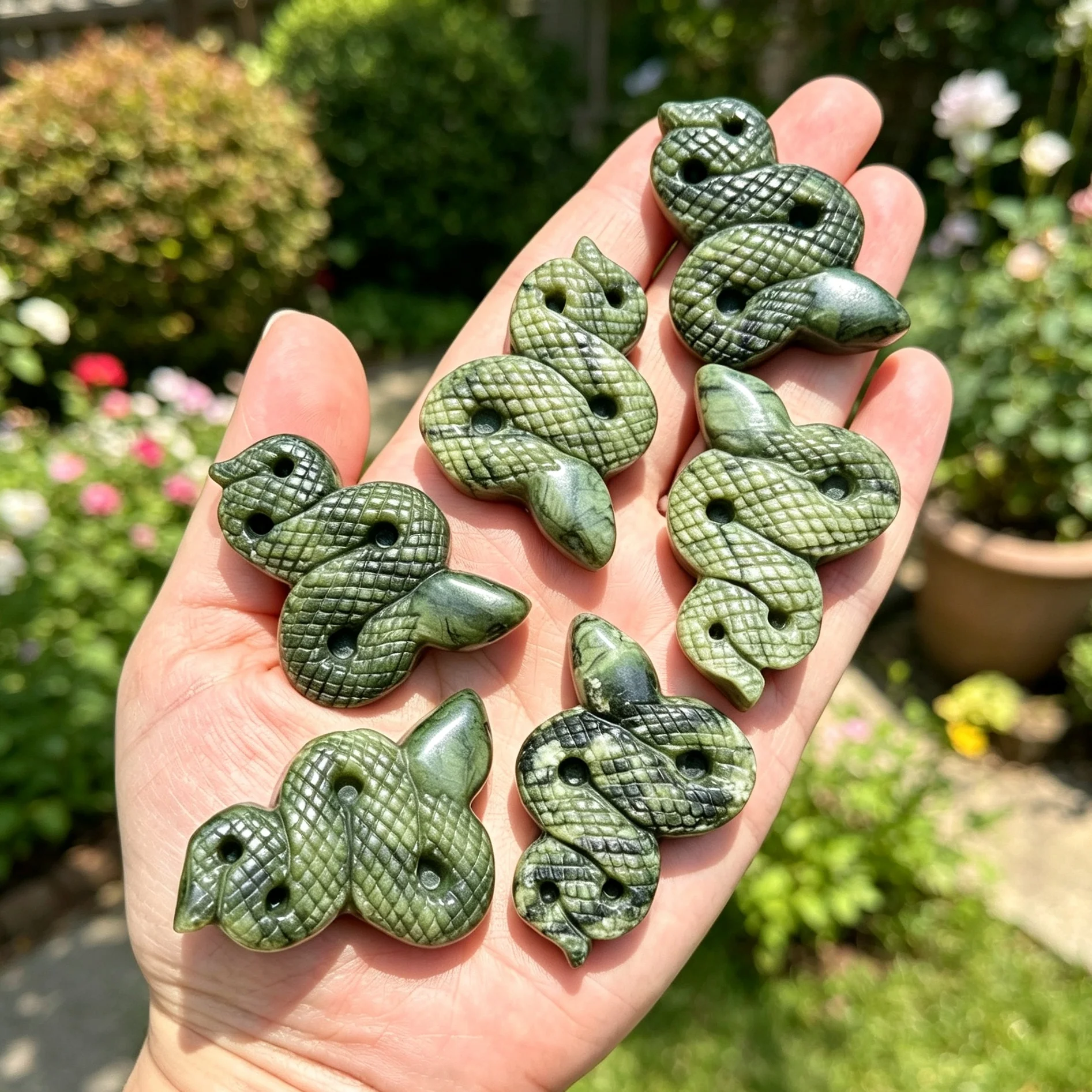 1PC Natural Multicolor xiuyu Fluorite Snake Hand Carved Polished Quartz Crystal Animal Reiki Stone Natural Stones Lucky Stone