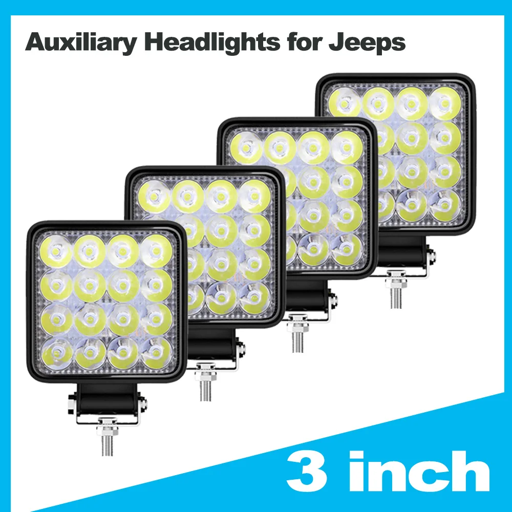 

12V LED Light Bar 48W Square LED Work Light Off Road Spotlight for Jeep Truck 4X4 Car SUV ATV Barra LED Headlights Fog Light