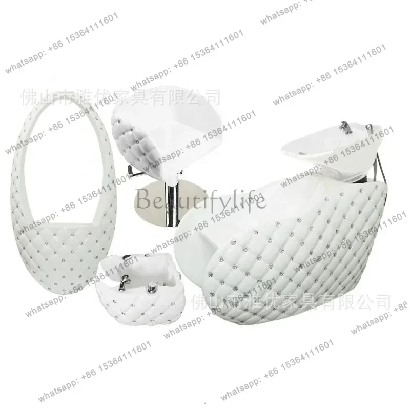 NewBarber Shop مع سرير شامبو من الألياف الزجاجية، وكرسي للشعر، وطاولة مرآة للشعر، وسرير دافق للجلوس #1