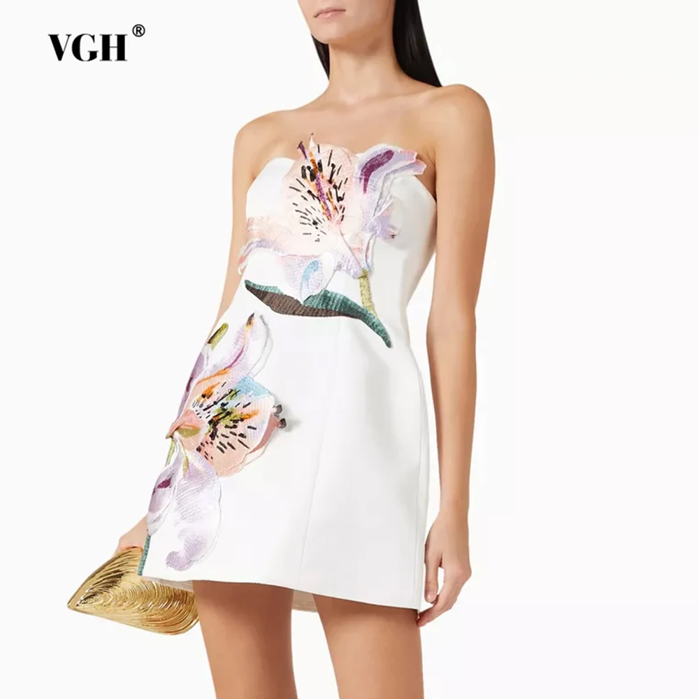 VGH Hit Color vestidos adelgazantes sin espalda para mujeres sin tirantes sin mangas de cintura alta temperamento Mini vestido estilo de moda femenina