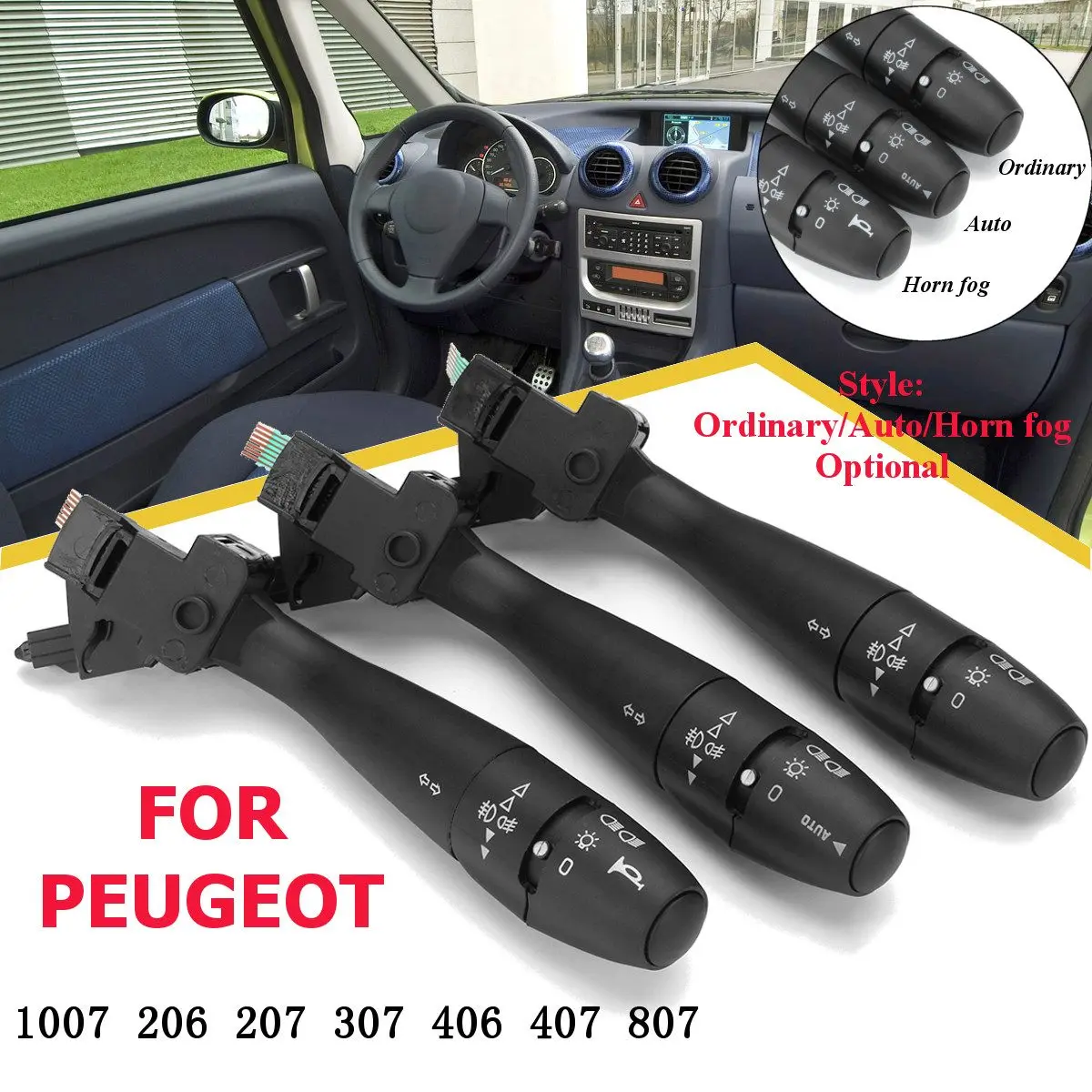 Car Turn Signal Indicator Switch Steering Column Horn Auto 96477533XT For PEUGEOT 1007 206 207 307 406 407 807