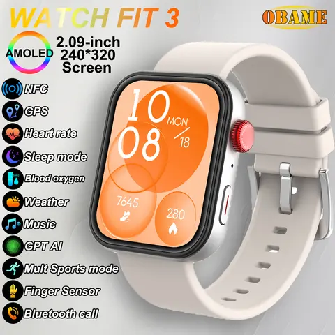 WATCH FIT 3 스마트 워치 남성 2.09인치 GPT AI 여성 건강 SmartWatch NFC GPS 트래커 BT 통화 손가락 센서 스포츠 시계 2025