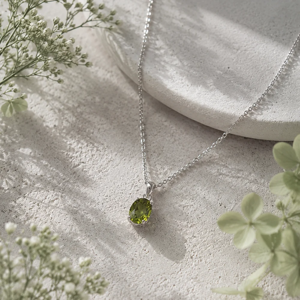 ITSMOS Natürlicher Peridot Solitär-Anhänger Eleganter Zarter Selbstpflege-Kristallschmuck für Inneren Frieden Perfektes Geburtstagsgeschenk für Sie – Detail 3