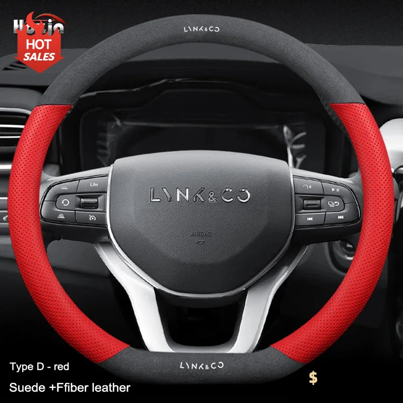 

Leather Car Steering Wheel Cover for LYNK&CO 09 2025 2024 2023 2022 Breathable Non-slip Car-styling Auto Accessories