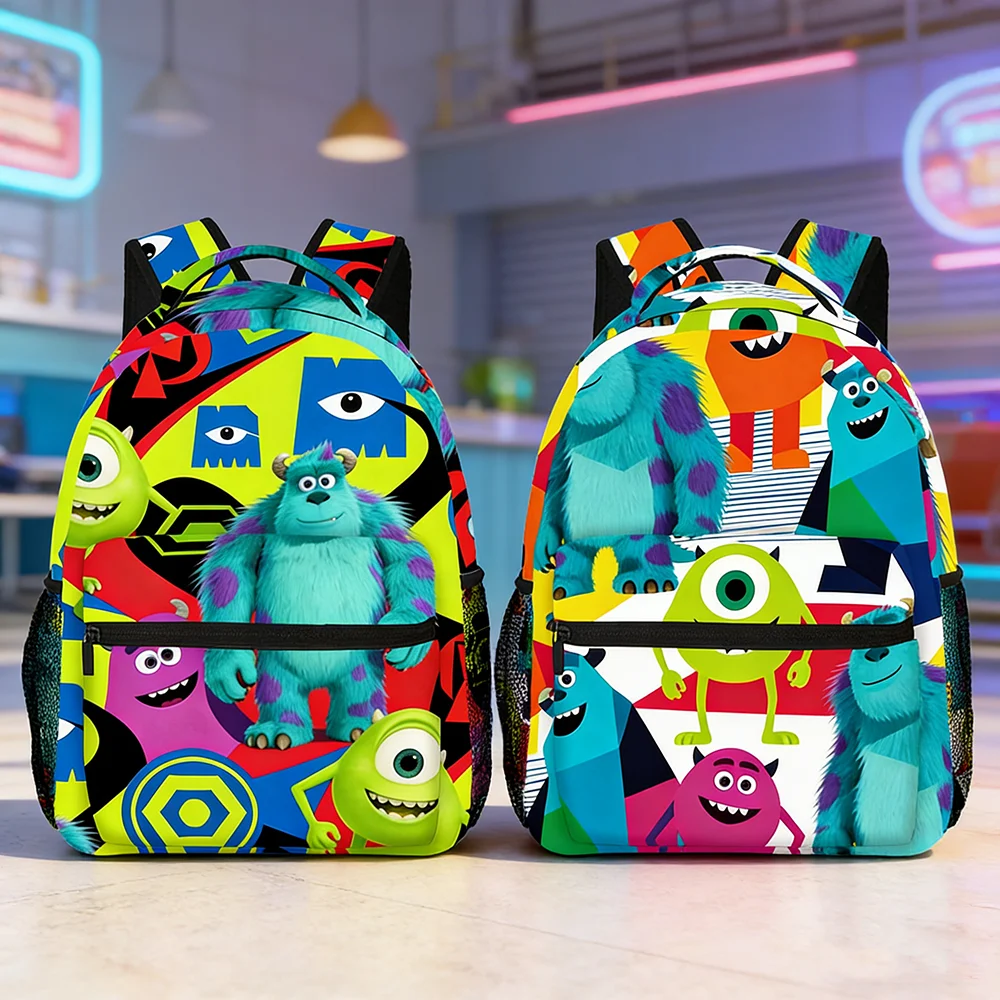 Mochila con estampado de dibujos animados de monstruos, bolsa para portátil de viaje de gran capacidad con estampado de anime Sulley Mike para adolescentes, escuela y actividades al aire libre
