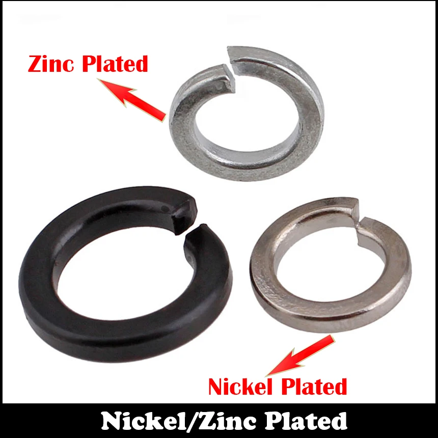 M2 M2.5 M3 M3.5 M4 M5 M6 M8 Zinc Plated Galvanizing Carbon Steel DIN127 Square End Gasket Ring Cushion Split Lock Spring Washer