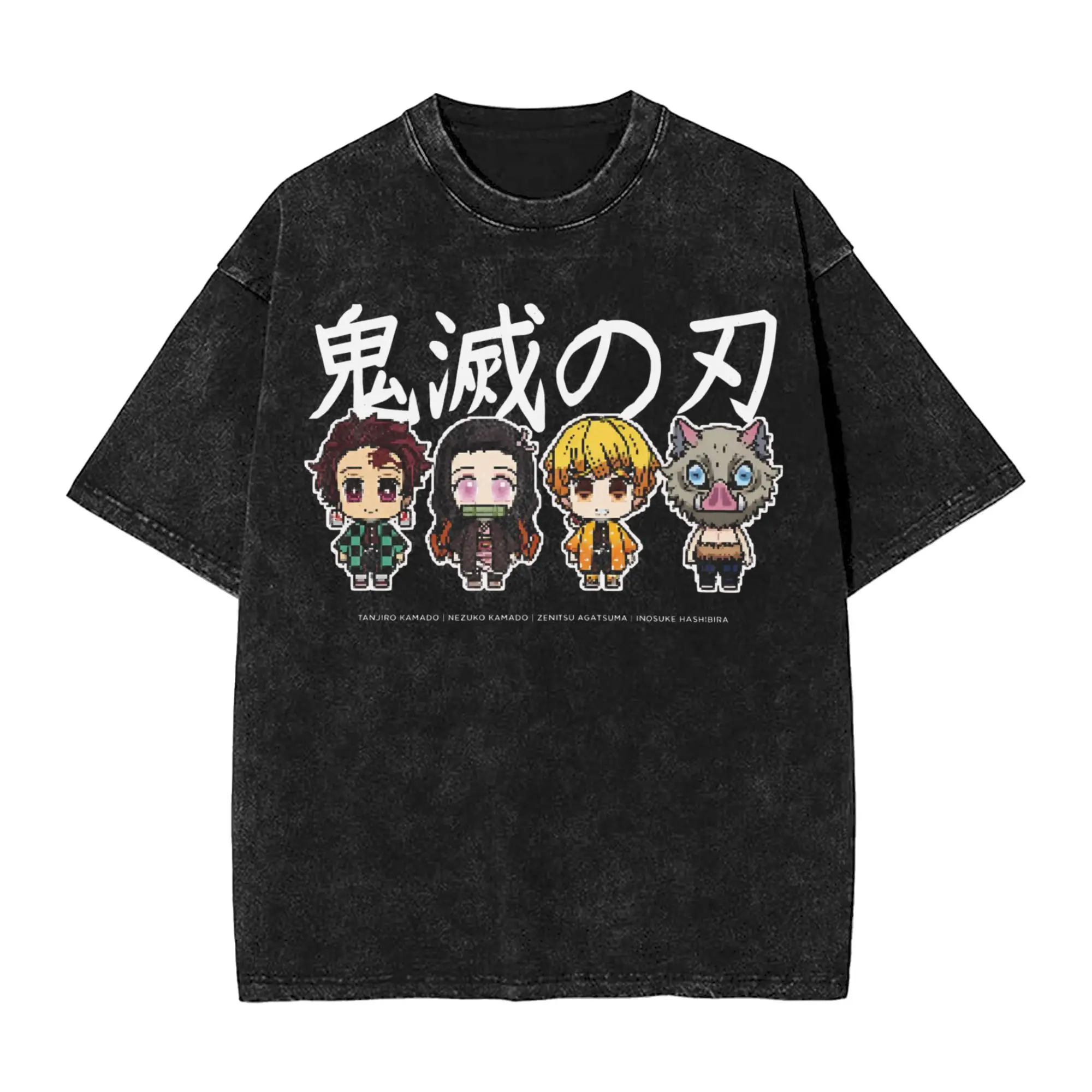 

2025 demon slayer Washed Shirt Accessories Oversize T-Shirt Men Women Tee Shirt
