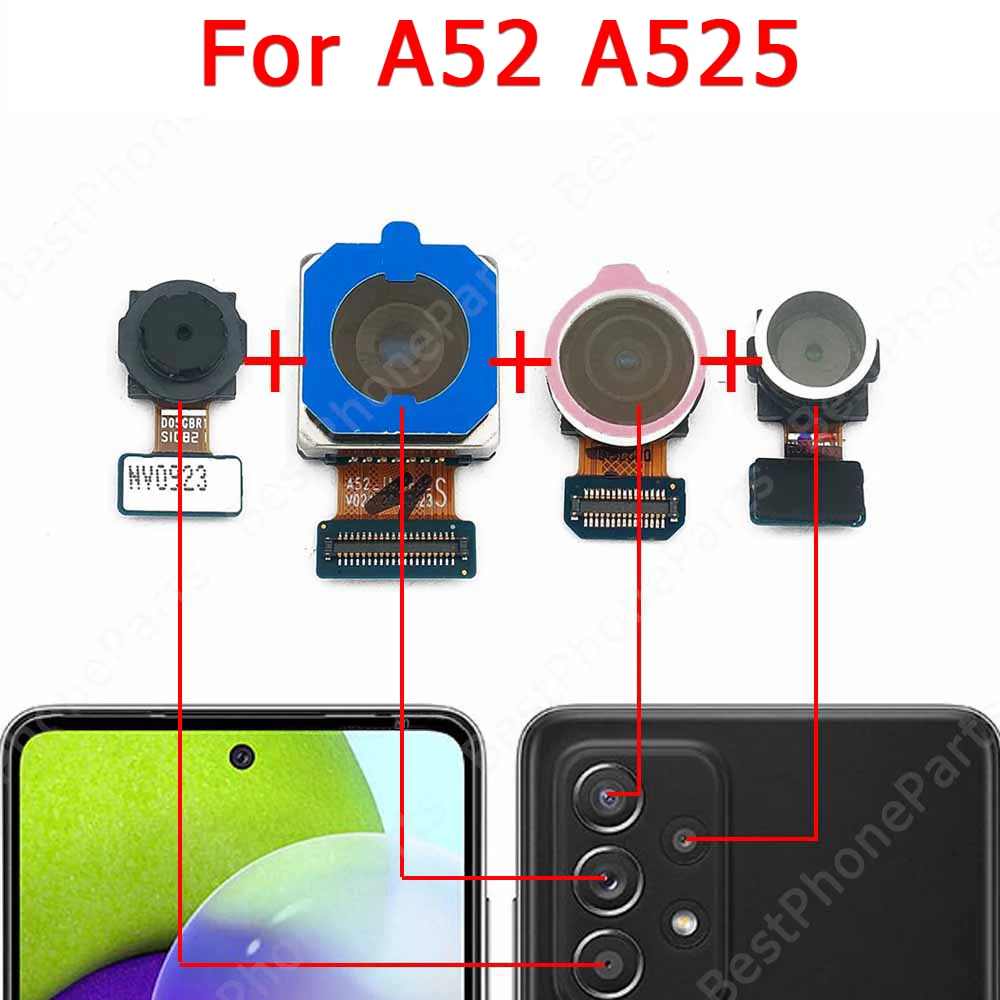 Cámara trasera para Samsung Galaxy A52 A52s A72 A02 A02s A12 A22 A32 A42 5G módulo de cámara trasera repuestos traseros