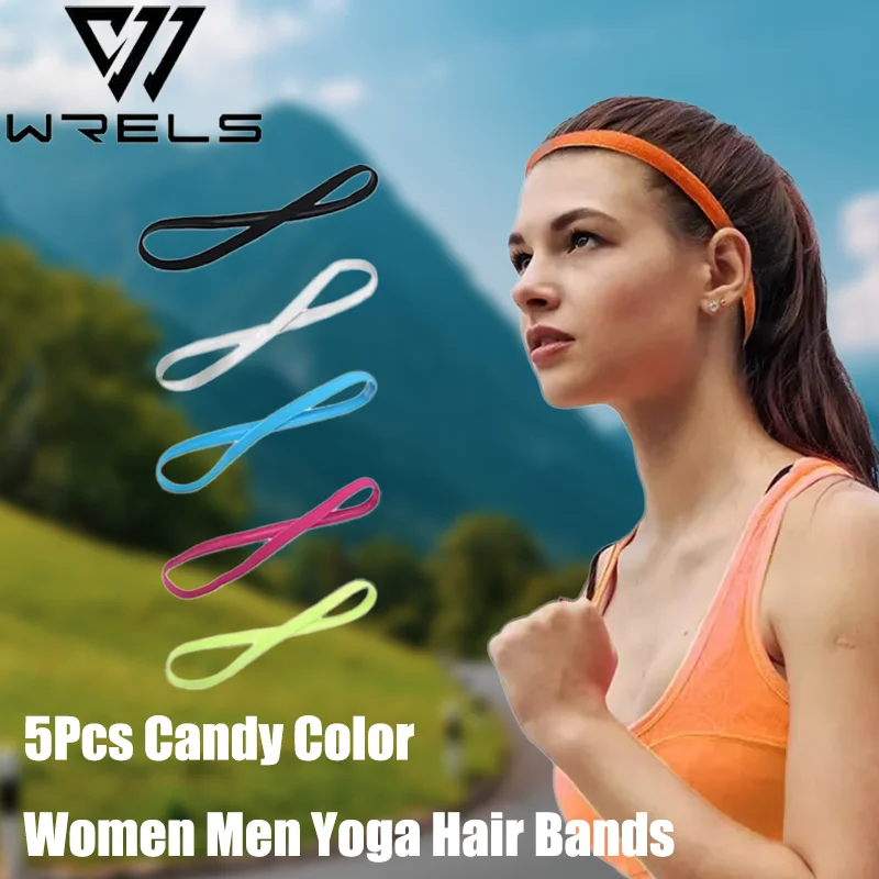 5Pcs Candy Color Women Men Yoga Hair Bands Sports Headband Girls Sport Anti-slip Elastic Rubber Sweatband Football Running