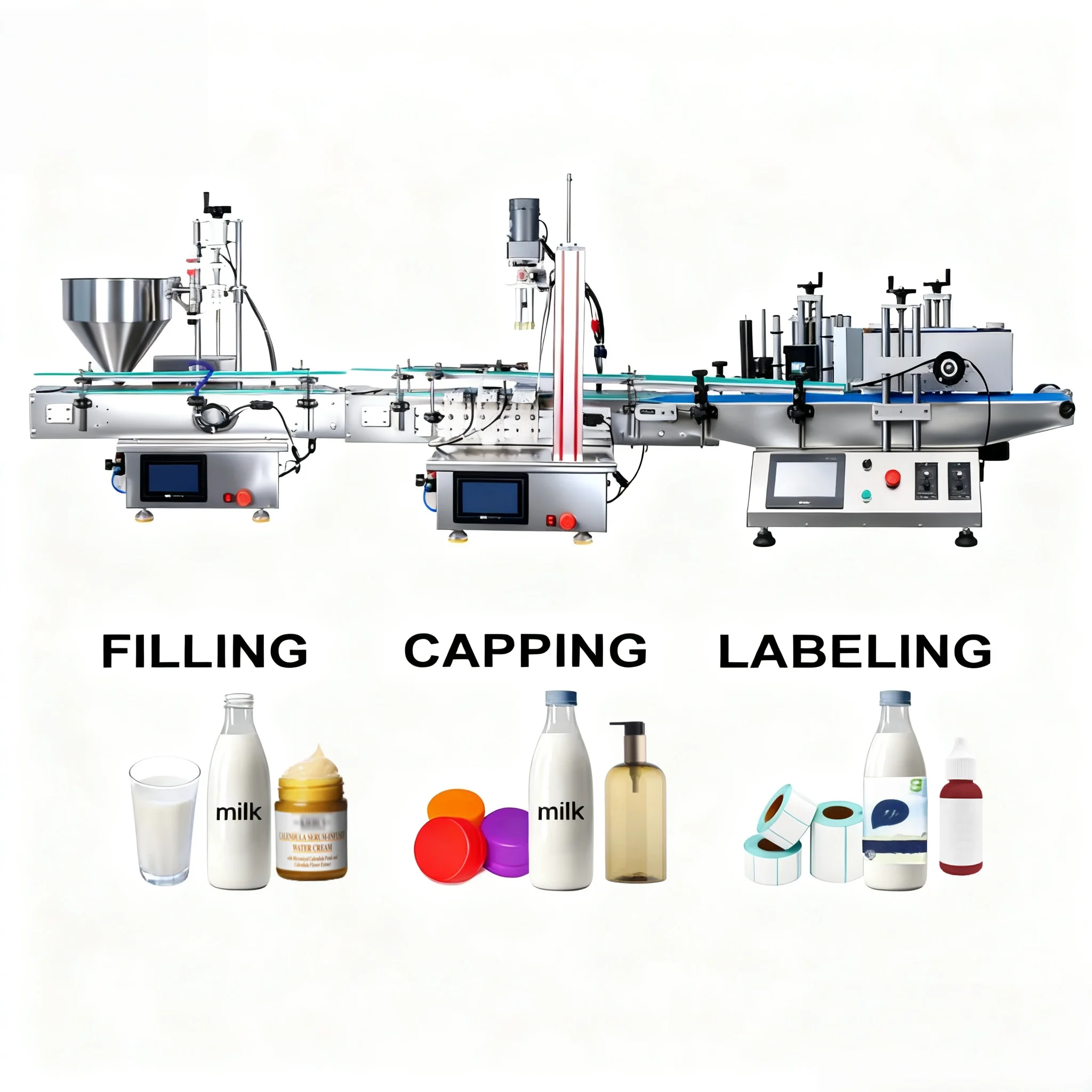 Auto Filling And Sealing Machine Honey Spray Bottle Can Jar Filling Capping And Labeling Machine Production Line Customized