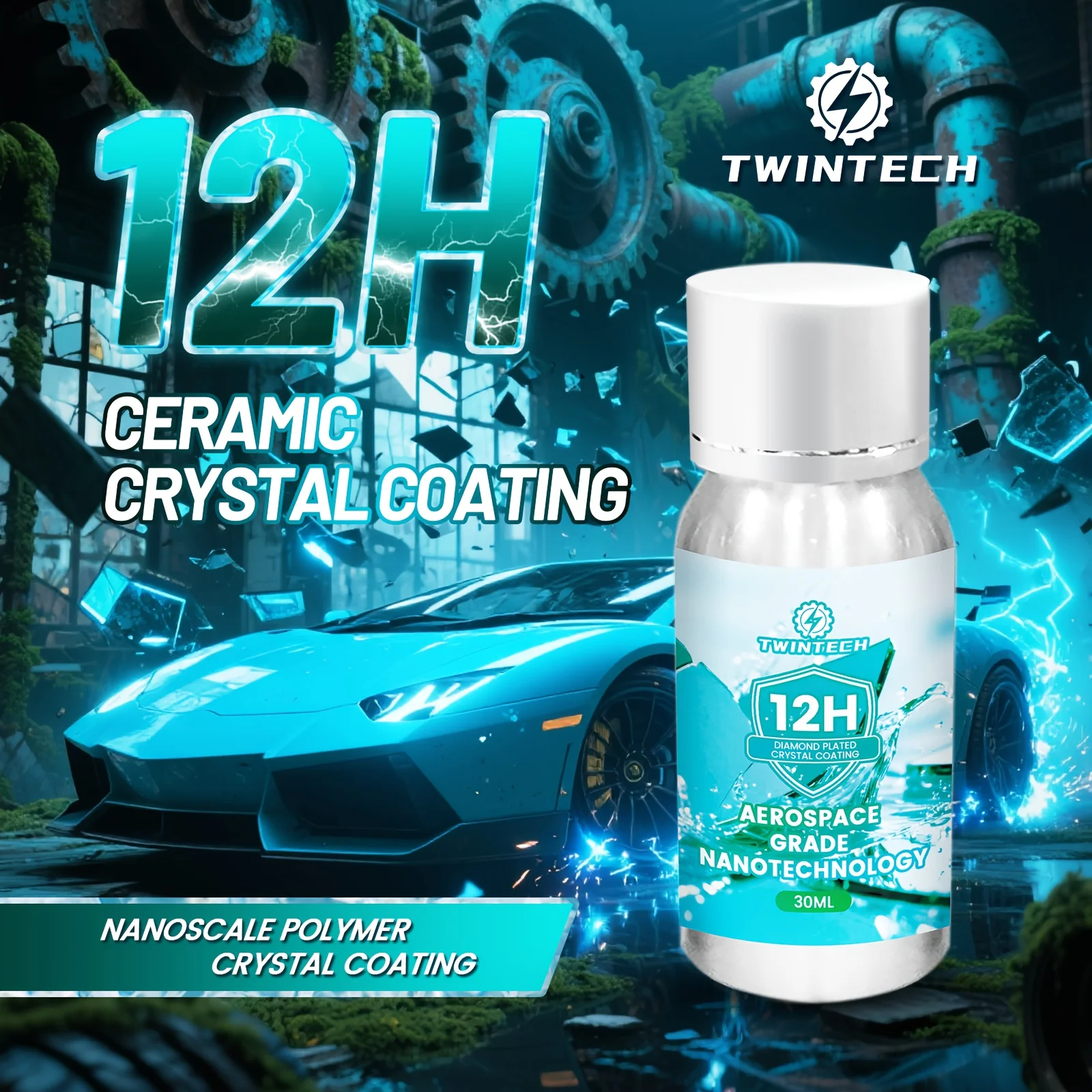 

TWINTECH 12H+ Набор керамических автомобильных красок — быстрое нанесение, супергидрофобный, максимальный блеск и яркость