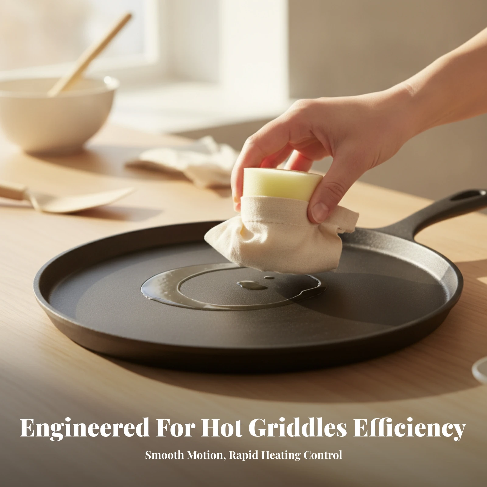 Oil Applicator with Cotton Pad Replaceable Pan Oiling Tool Griddle Oiler for Home Cooks, Crepe Making