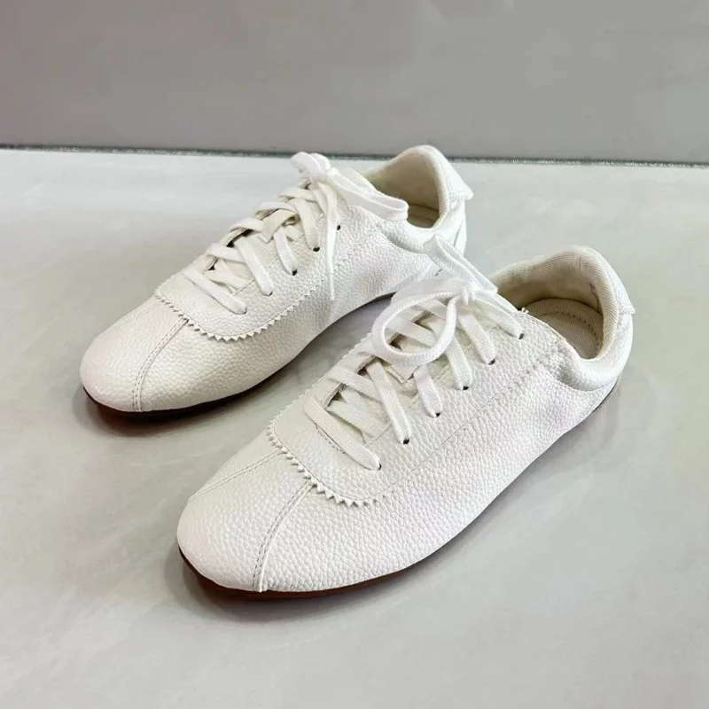 TRAF Female Basic White Flat Derby Shoes 2024 Women Casual Anti-skid Sneakers Simple Autumn Winter New Designer Single Shoes