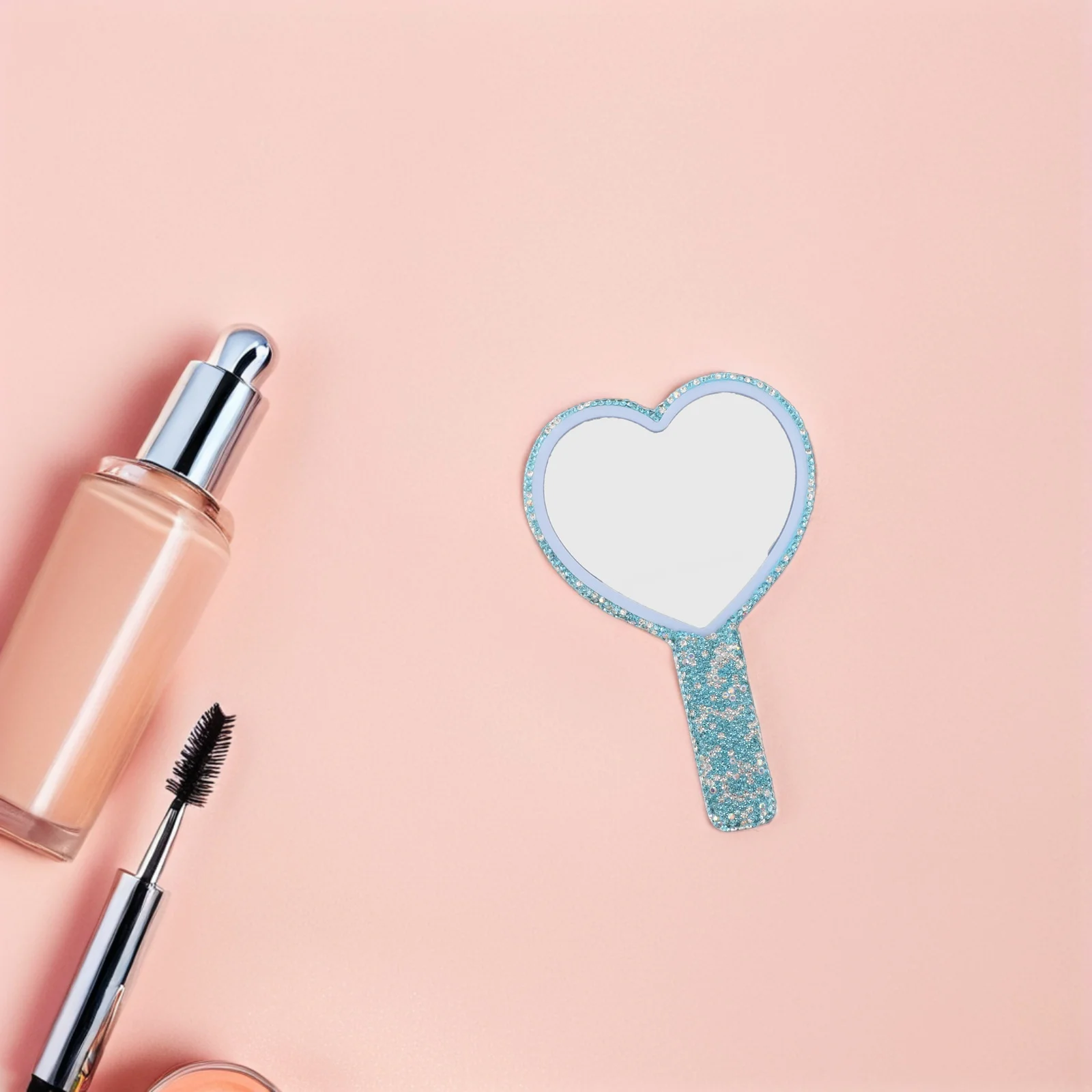

Portable Heart Shaped Hand Mirror Lightweight Compact Makeup Mirror for Girls Travel Purse Pocket Personal Vanity