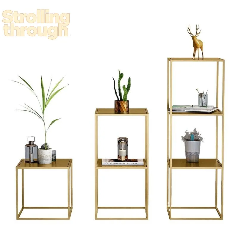 

Кованая многоярусная модная стойка-стеллаж, угловая подставка, прикроватная тумба, кованая подставка для цветов, напольная решетчатая подставка в скандинавском стиле