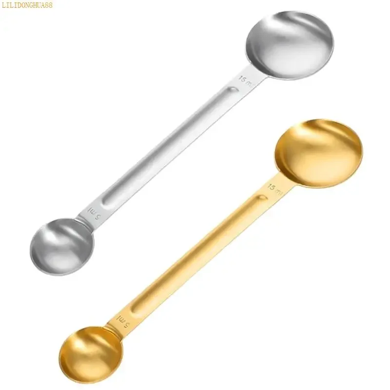 W3JE 2Pcs Kitchen Measuring Scoops With Measurement Marks For Coffee And Baking Ergonomic Long Handle Spoon