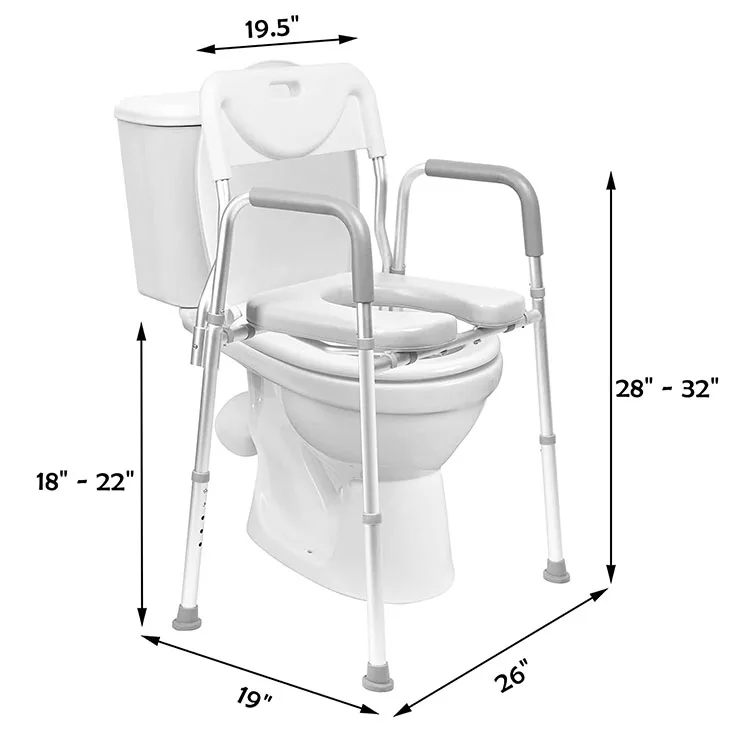 4-in-1 Adjustable Portable Bathroom Chair Raised Toilet Seat with Handle and bidet for Adult,Senior,Disabled