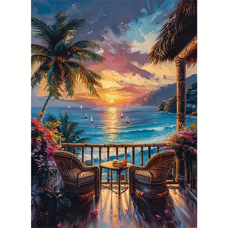 Puzzles de paysages de plage DIY pour adultes – Amélioration de la concentration, thérapie, décoration de bureau, cadeau de retraite significatif – Plusieurs tailles disponibles