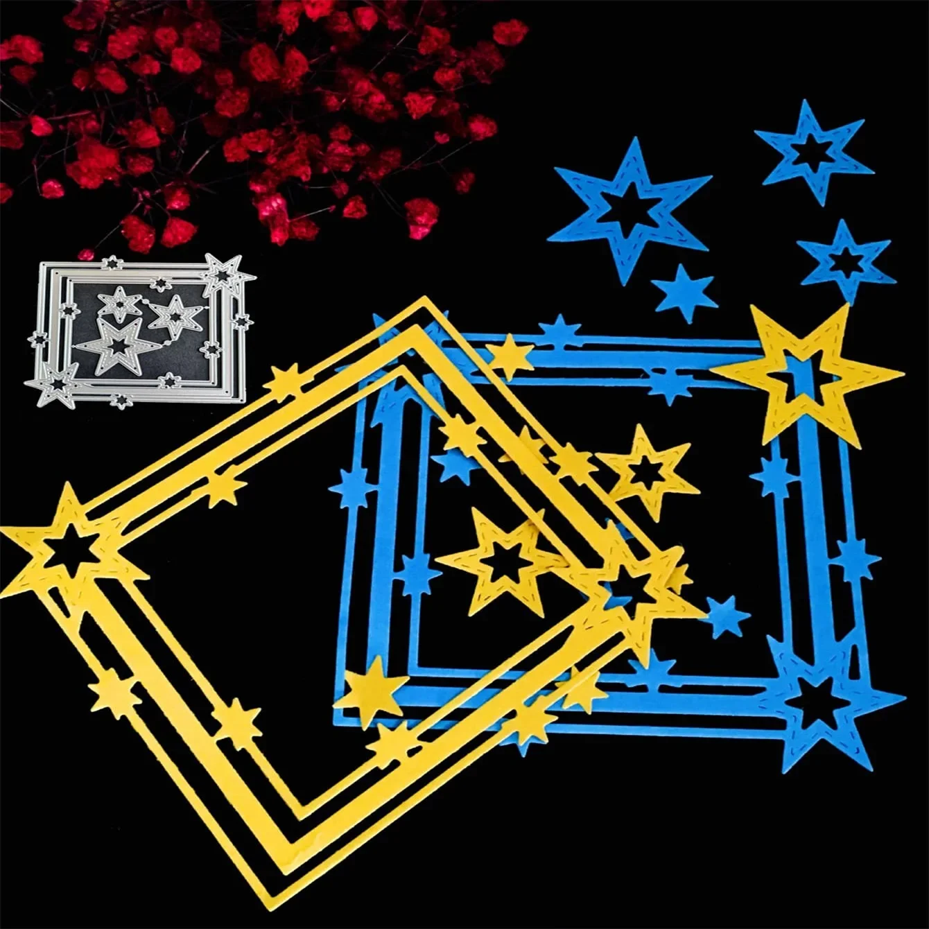 Metall gestanzte Stern-Quadrat-Prägeschablone, Stanzformen für Kartenherstellung, Scrapbooking, Papier, Basteln, Album, Stempel, DIY-Dekoration