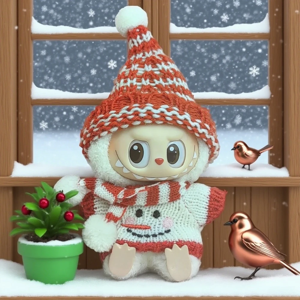 

Mini Doll'S Clothes Outfit Accessories For Labubu Idol V1 V2 Christmas Cookie Man Sweater Hat New Year Clothes Gift