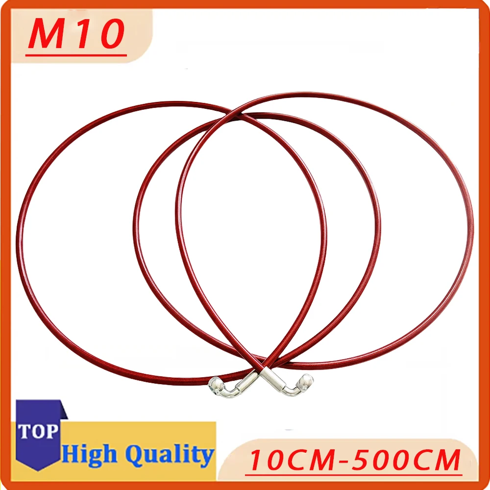 

Red 10To500cm Hydraulic Brake Hose DOT oil Pipe Line Braided Cable 10mm Banjo Stainless Steel Material Motorcycle Universal