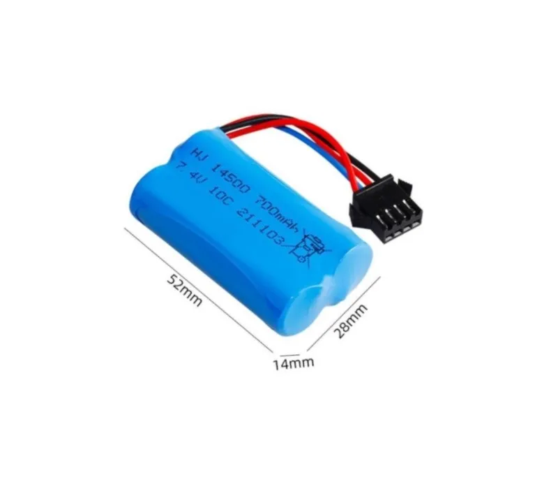 14500 7.4V 700mAh Li-ion Battery SM4P/USB For R/C stunt Cars Spare parts R/C Cars  High-Rate water bullet gun toys accessories