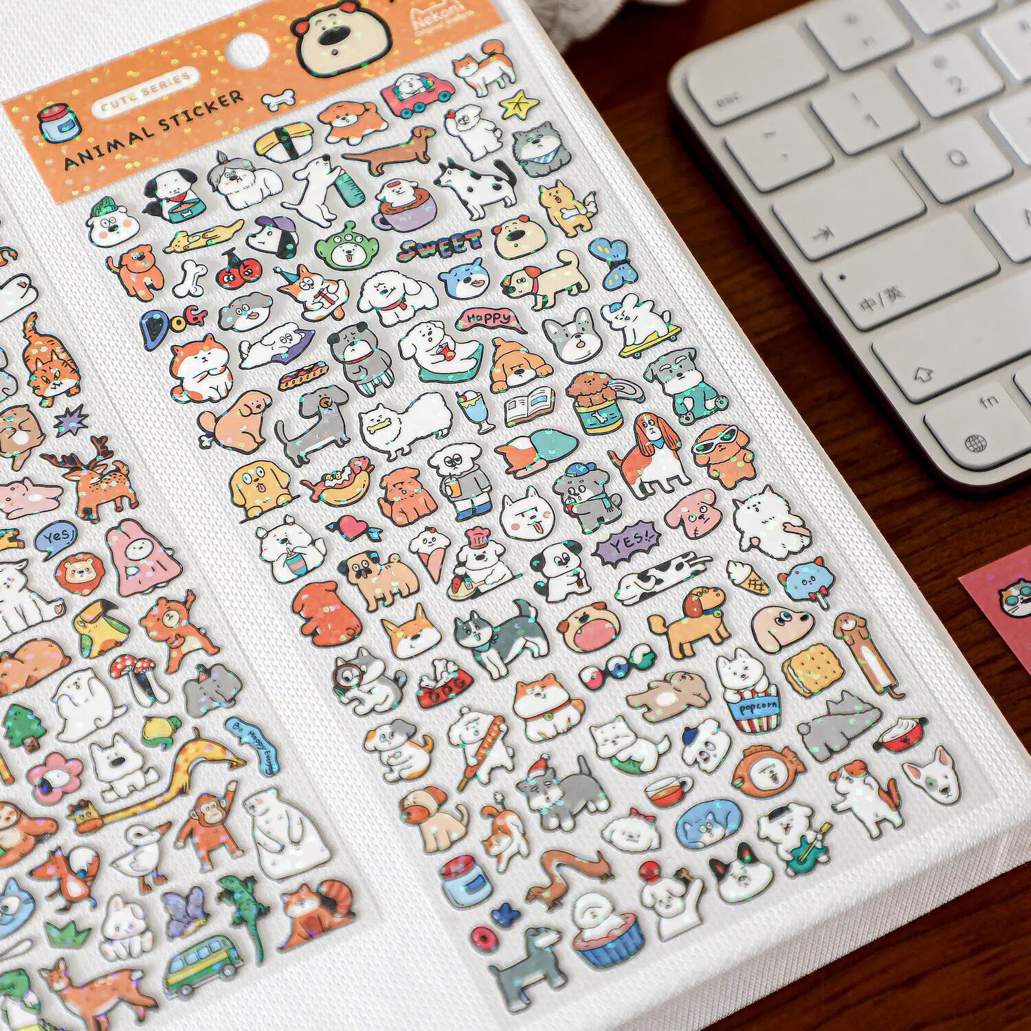 NEKONI Kawaii Mini Cartoon Animals Dogs Cats Zoo Sea World Glitter Stickers Scrapbooking Diy Journal Cute Stationery Sticker