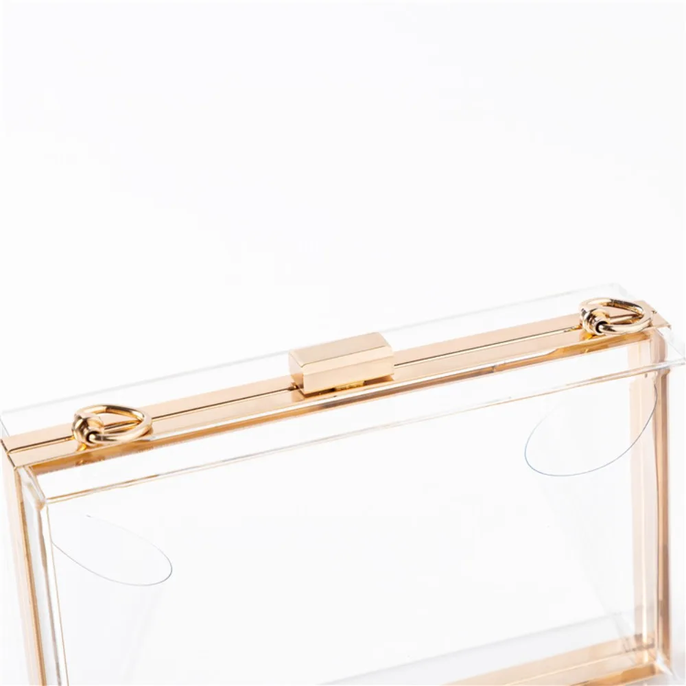 All-match Transparent Banquet Bag New Long Chain Advanced Sense Square Bag Large Capacity Party Crossbody Bag