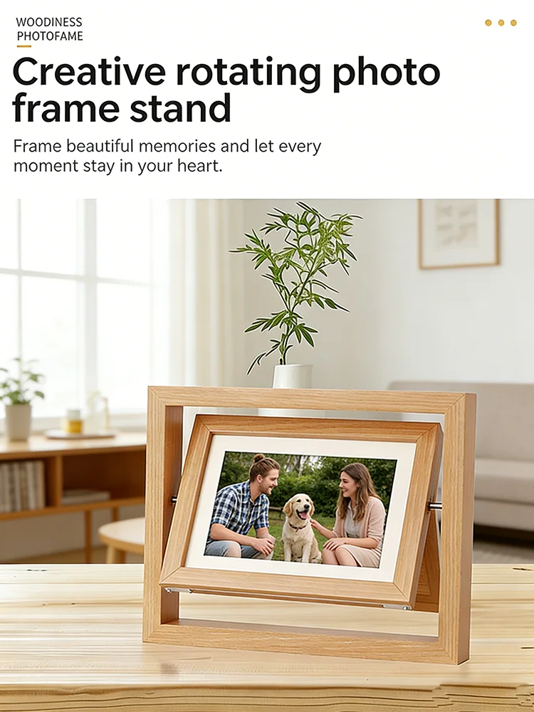 7 Inch Double Sided Rotatable Wooden Photo Frame Creative DIY Pet Dog Cat Memorial Gift Home Decor Desktop Ornament