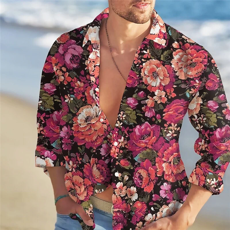 

Men's Shirt Hawaiian Floral Butterfly Color Spring Summer 2026 Fashion Trend Hot Sale New Leisure Outdoor Vacation Plus Size