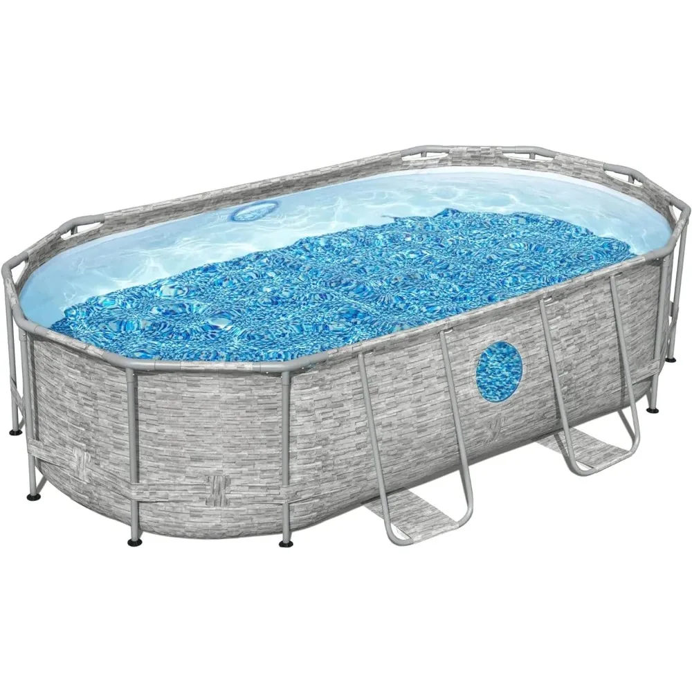 

Swimming Poor, Series II 16' X 48" Round Above Ground Outdoor Swimming Pool Set with Built-in Windows, Outdoor Swimming Poor