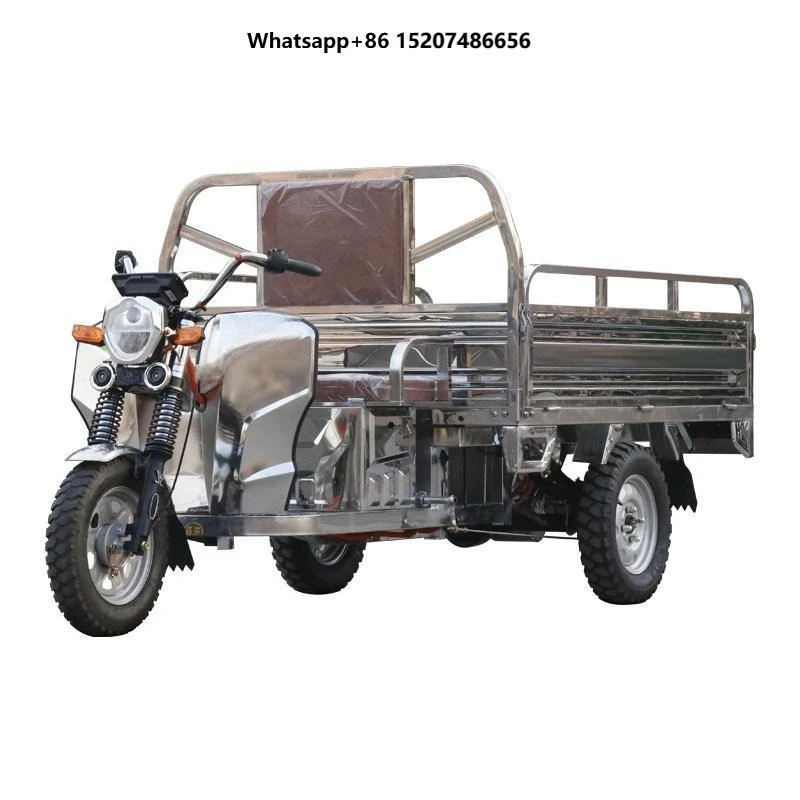Electric Cargo Tricycle 60V 1000W 400kg Payload 30-50km/h 1 Passenger Open Body Stainless Steel Heavy-Duty