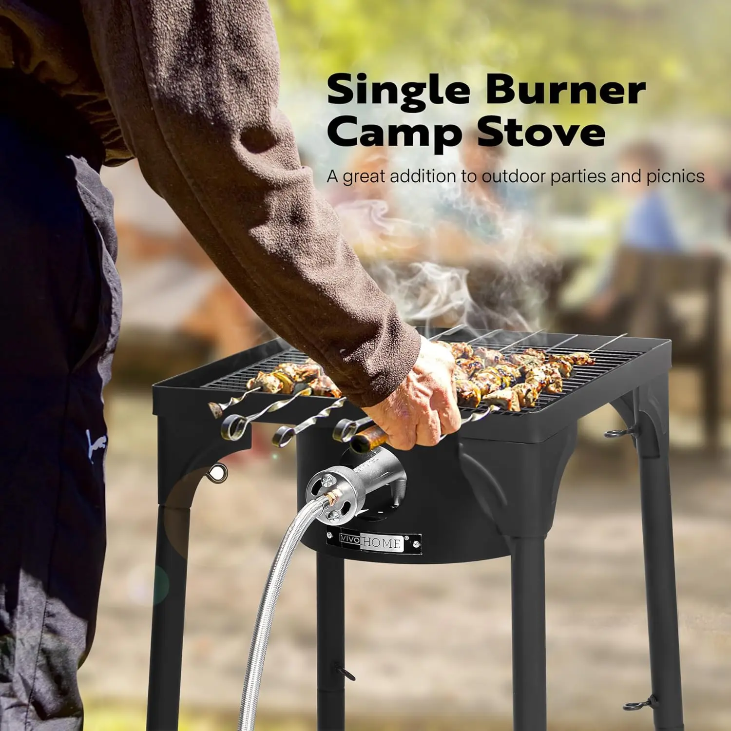 Single Propane Outdoor Burner 100,000 BTU Camping Stove with Adjustable Legs, Gas Stove for Camp Cookout