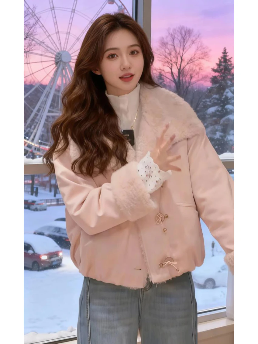 

Модная утепленная короткая парка с плюшевым воротником, женская зимняя новая теплая приталенная верхняя одежда в корейском стиле