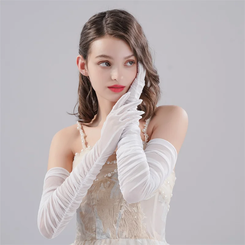 Guantes largos de malla para vestido de novia