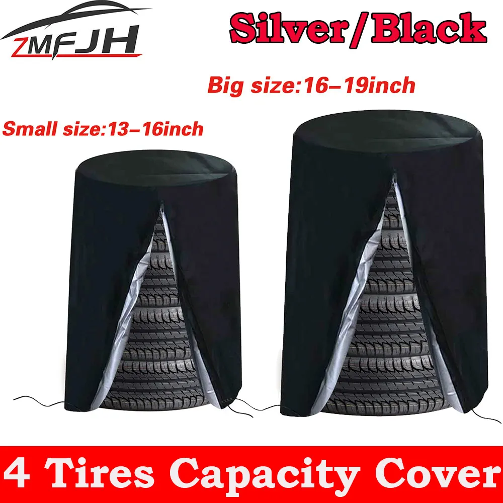 AD New Car Tire Cover 4 Tires Capacity Waterproof Dust-Proof 210D Driving Car Tire Cloth Car Tire Cover Bag Big Capacity Outdoor