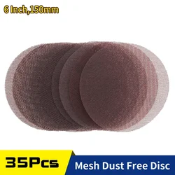 20/35 adet 6 inç Mesh zımpara diskleri 150mm kanca ve döngü 80-600 Grit tozsuz Net Sander anti-blokaj zımpara ahşap araba için
