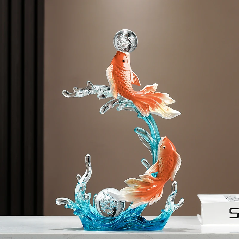 

Room Decor Wind Water Rise,Koi Decorations,Statuette Modern Living Room TV Cabinet,Wine Cabinets,Office Desktop Fish Decoration