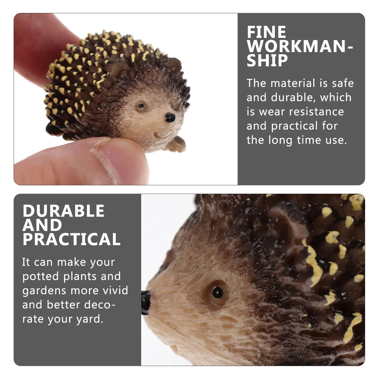 2Pcs Garden Decoration Hedgehog Statues Plastic Miniature Landscape Ornaments for Plant Pots Outdoor Yard Embellishment