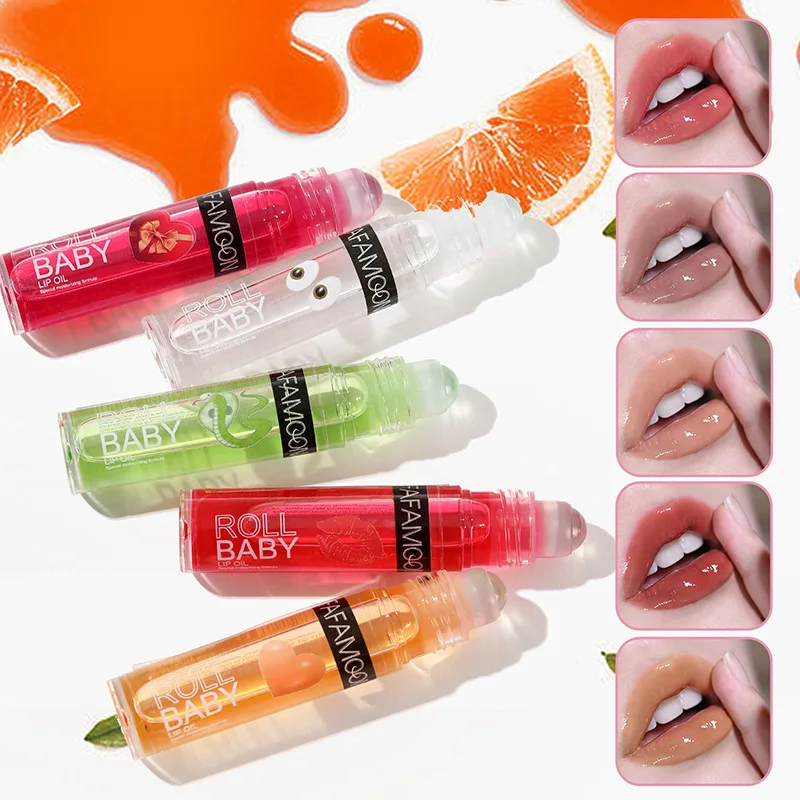 5 pz/set Lip Gloss Roll-on Lips Oil Fruit allevia Dry Lasting Moisturizing Lip Gloss sbiadisce le linee delle labbra Water Light Lips Makeup