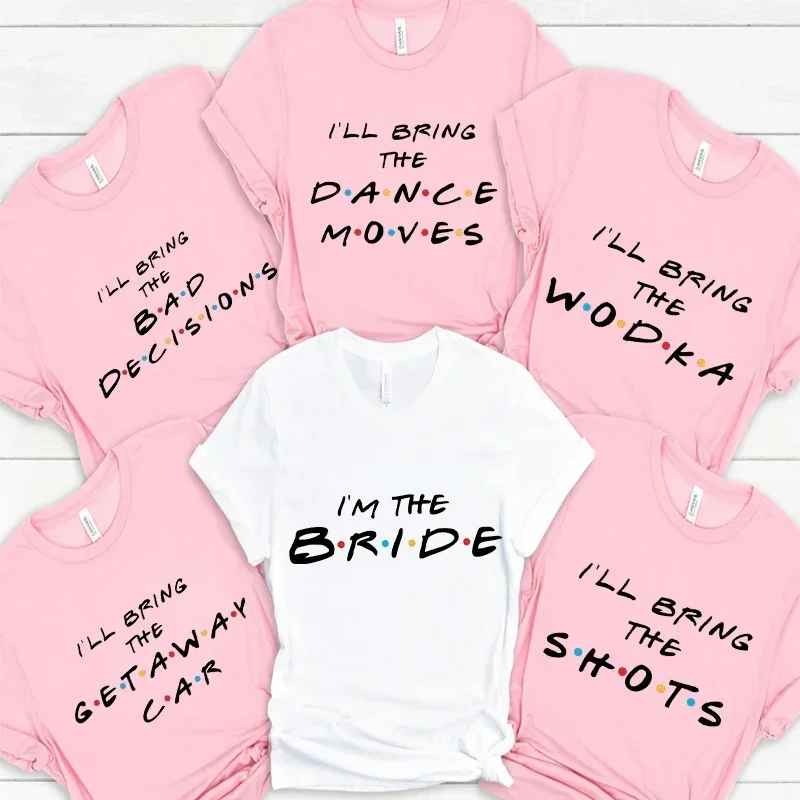 T-shirt "I'm The Bride" pour Enterrement de Vie de Jeune Fille, avec Lettres Imprimées, ixde Fiançailles, Amis, Patients, Shower