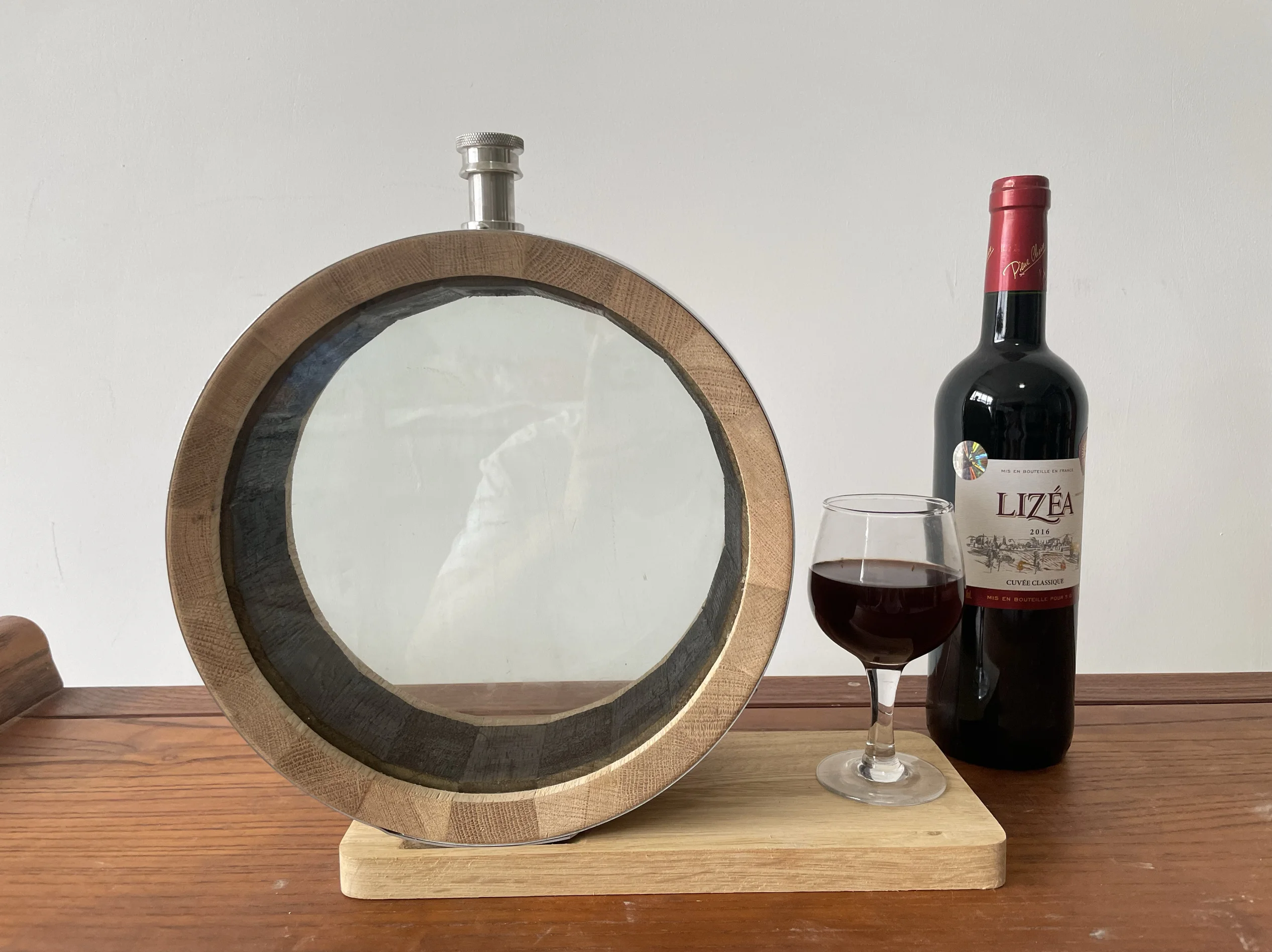 

O-Shaped Visible Oak Barrel Whiskey Wine Brandy Shirley Aged French Oak Become More Alcoholic High-grade Decorative Gifts 2 Size