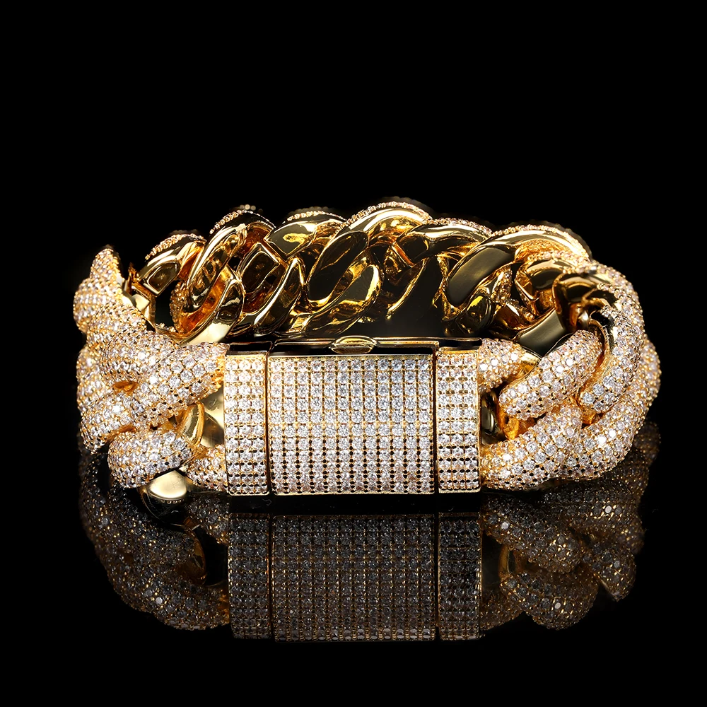 15/18MM 6 Times Gold Plated Cuban Link Bracelet Iced Out Bling Round Cut CZ with Miami Setting Zircon ​Bracelet Hip Hop Jewelry