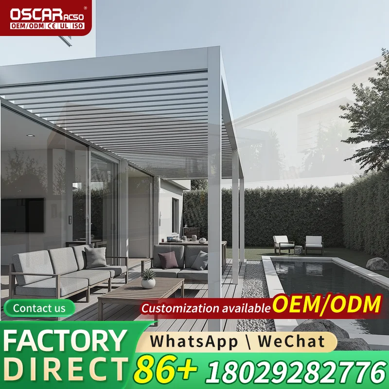 Aluminum Outdoor Patio Enclosure Backyard Prefabricated Winter Garden Greenhouse Prefab Sun Glass House Pergola Residential Vill