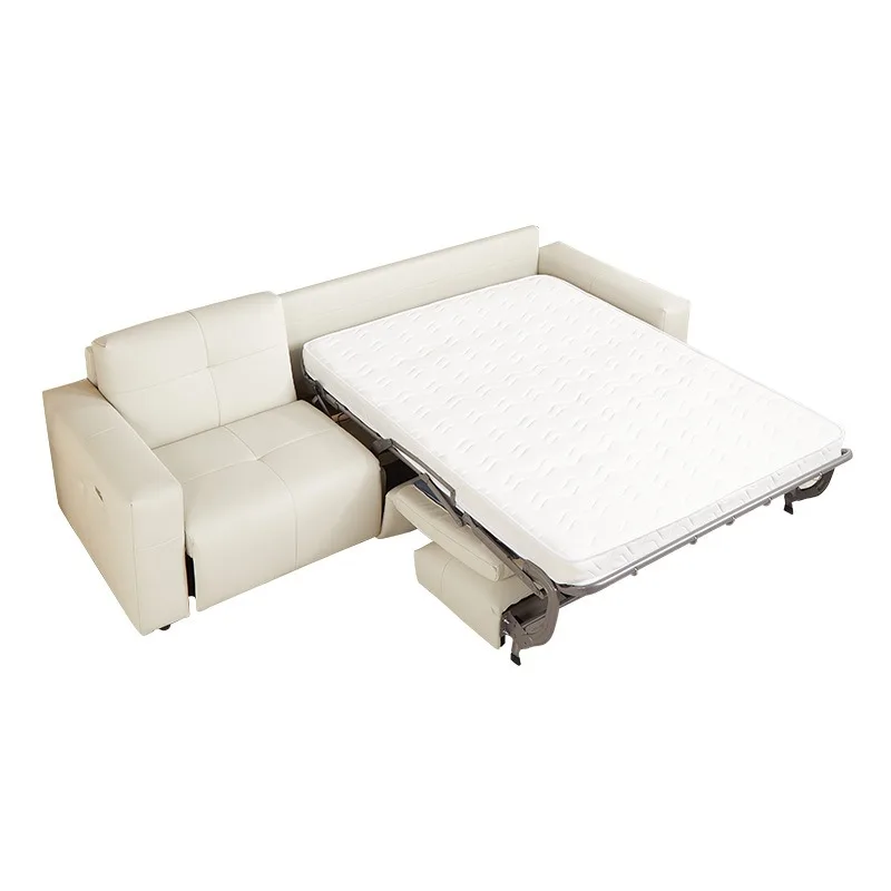 Premium Genuine Leather Flip Sofa Bed for Electric Multi-Function Living Room Foldable 2-in-1 Convertible Couch 2025 New