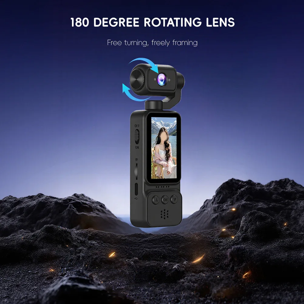 Handheld Vlogging Recorder 4K WiFi HD Pocket Camera Wearing Chest Smart Stabilization & 180° Wide Angle For Travel/outdoor Sport view 2