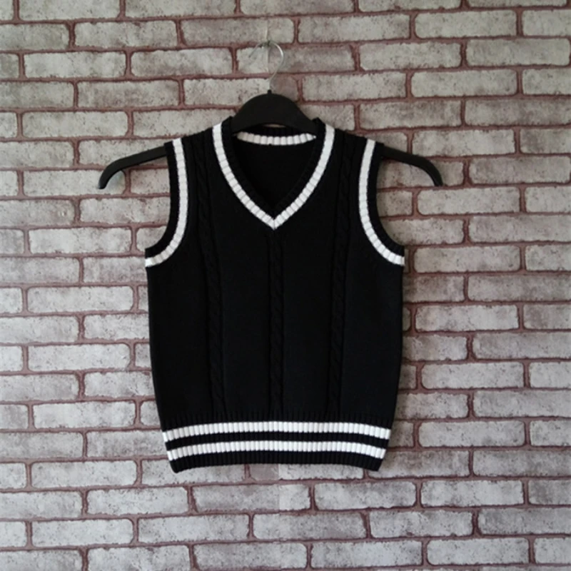 Children Sweater School Uniform Vest Girl Knitted Wool Vest College Style Camisole Baby Boy Sweater كنزة صوفية ملابس شتويه اطفال