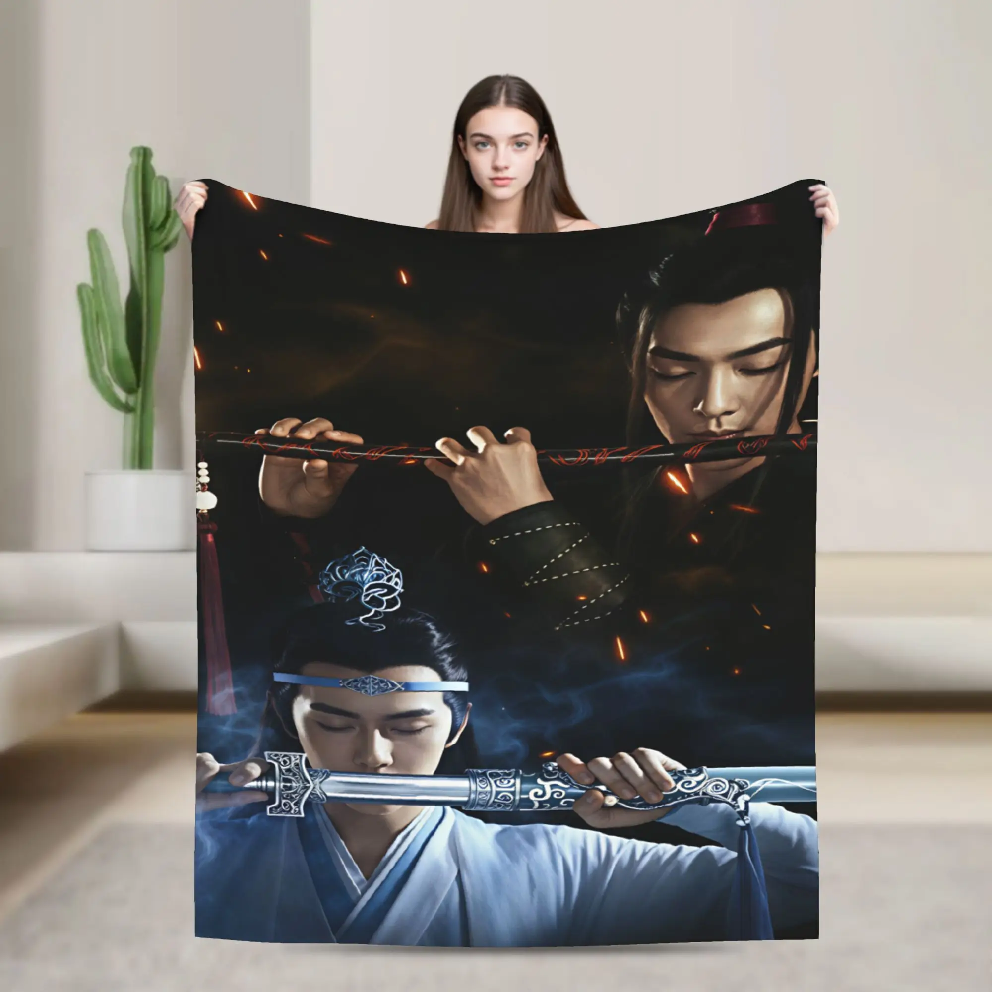 WangXian Bunny Mo Dao Zu Shi The Untamed Blanket Camping Flannel Bedding Throws For Couch Chair Sofa Bed Warm Bedspread Gift