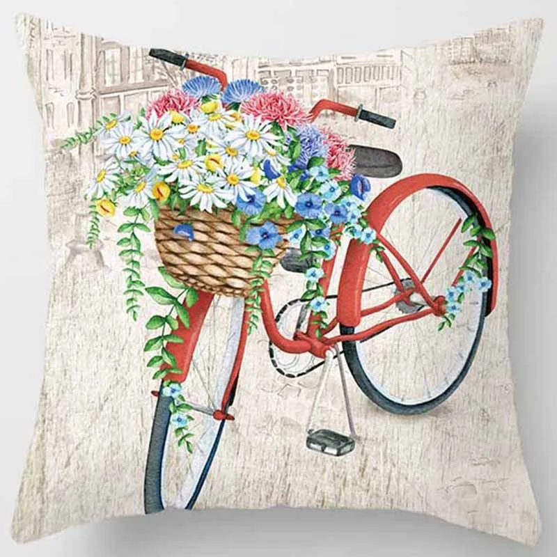 Vintage Floral Print Pillowcase Home Decorations Car Sofa Living Room Decoration Pillowcase (45*45cm)