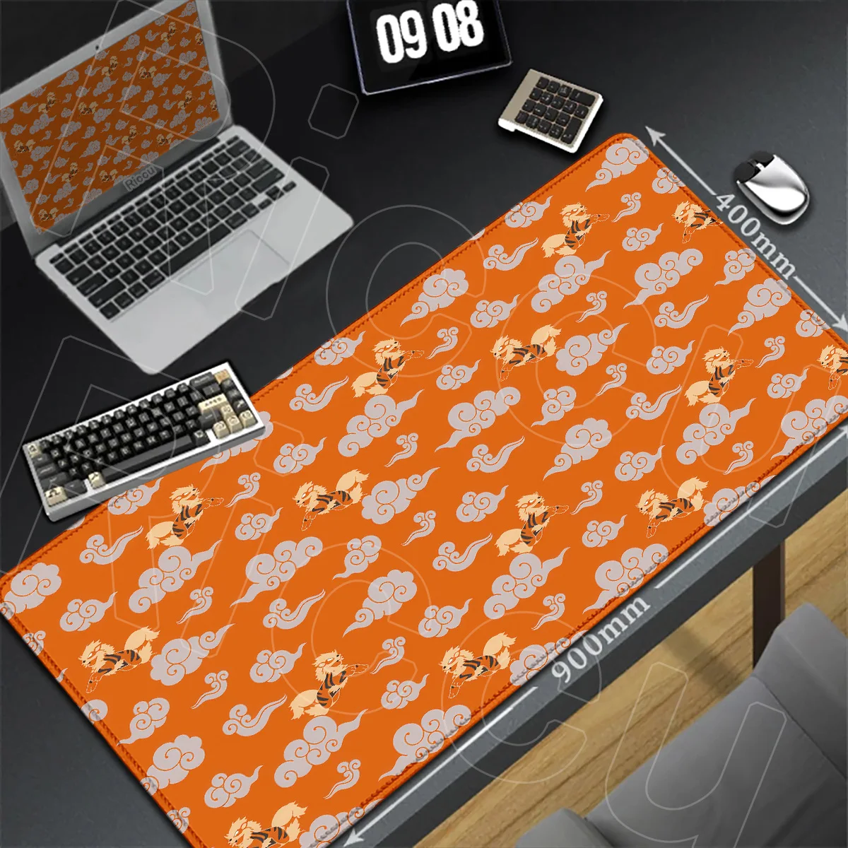 Mata na biurko 900x400mm, duża, pod laptopa gamingowego, szybka klawiatura, druk HD, dywanik na biurko, podkładka pod mysz Growlithe Arcanine Pokemon. — zdjęcie produktu 3